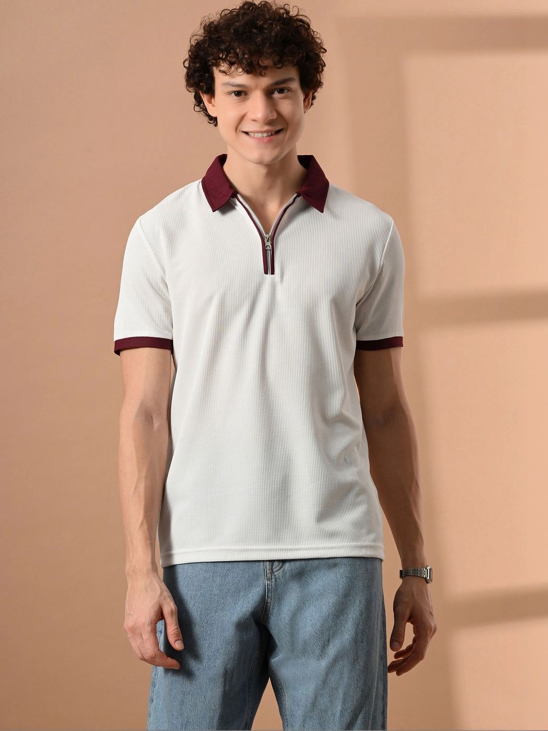 HERE&NOW Men Polo Collar T-shirt