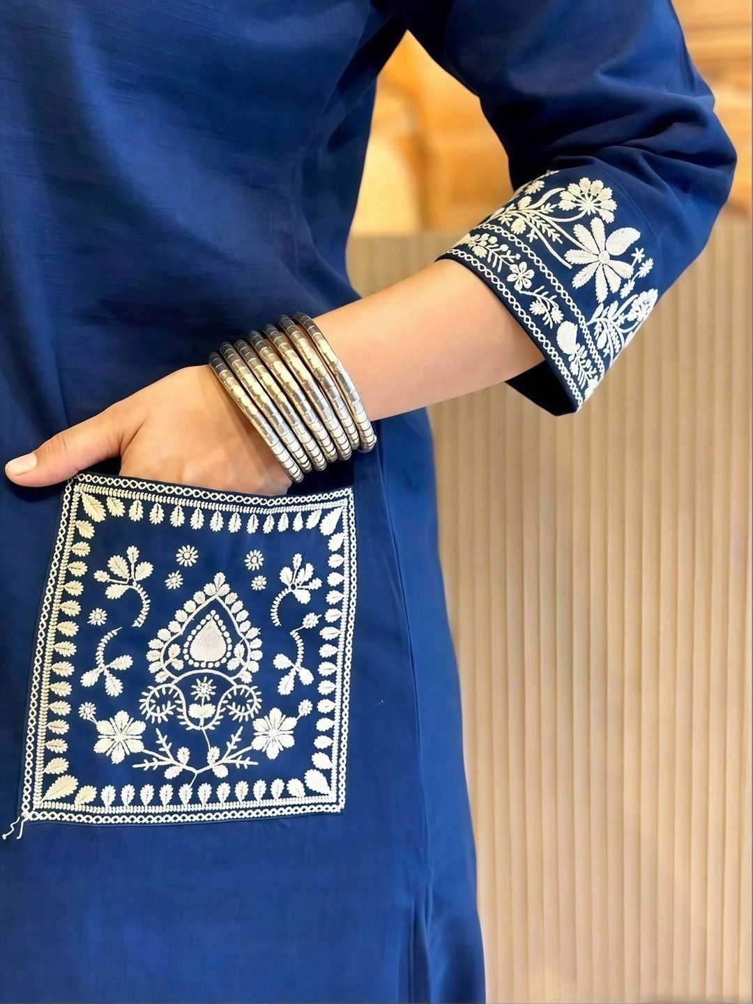 LABEL BY NAVNARI Cotton Embroidered Tunic with Trousers