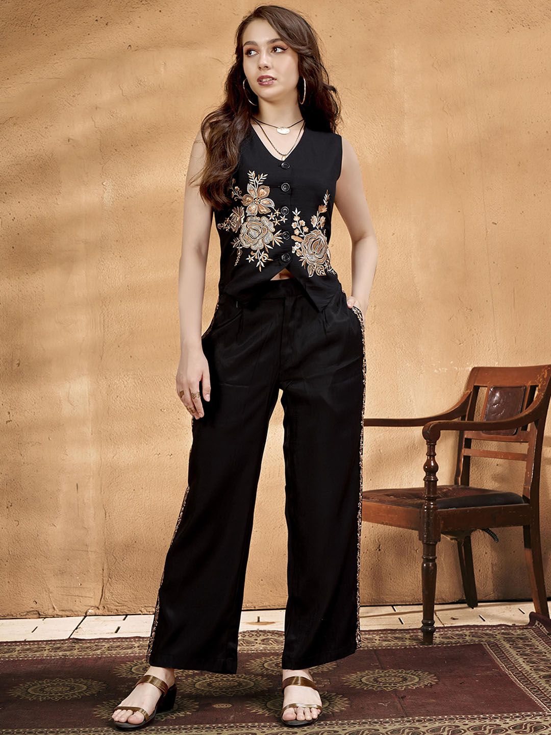 Anouk Embroidered Waistcoat & Trousers Co-Ords