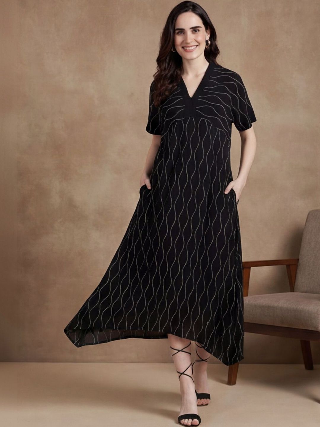 Anouk Floral Printed A-Line Ethnic Dress