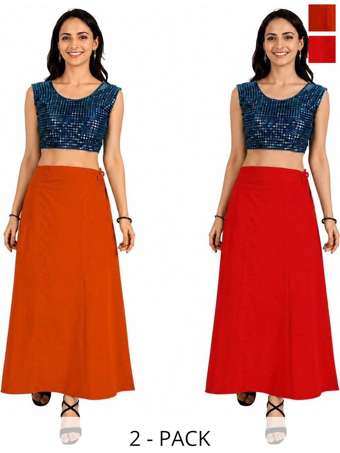 Preeti Creations Pack Of 2 Pure Cotton Saree Shapewear