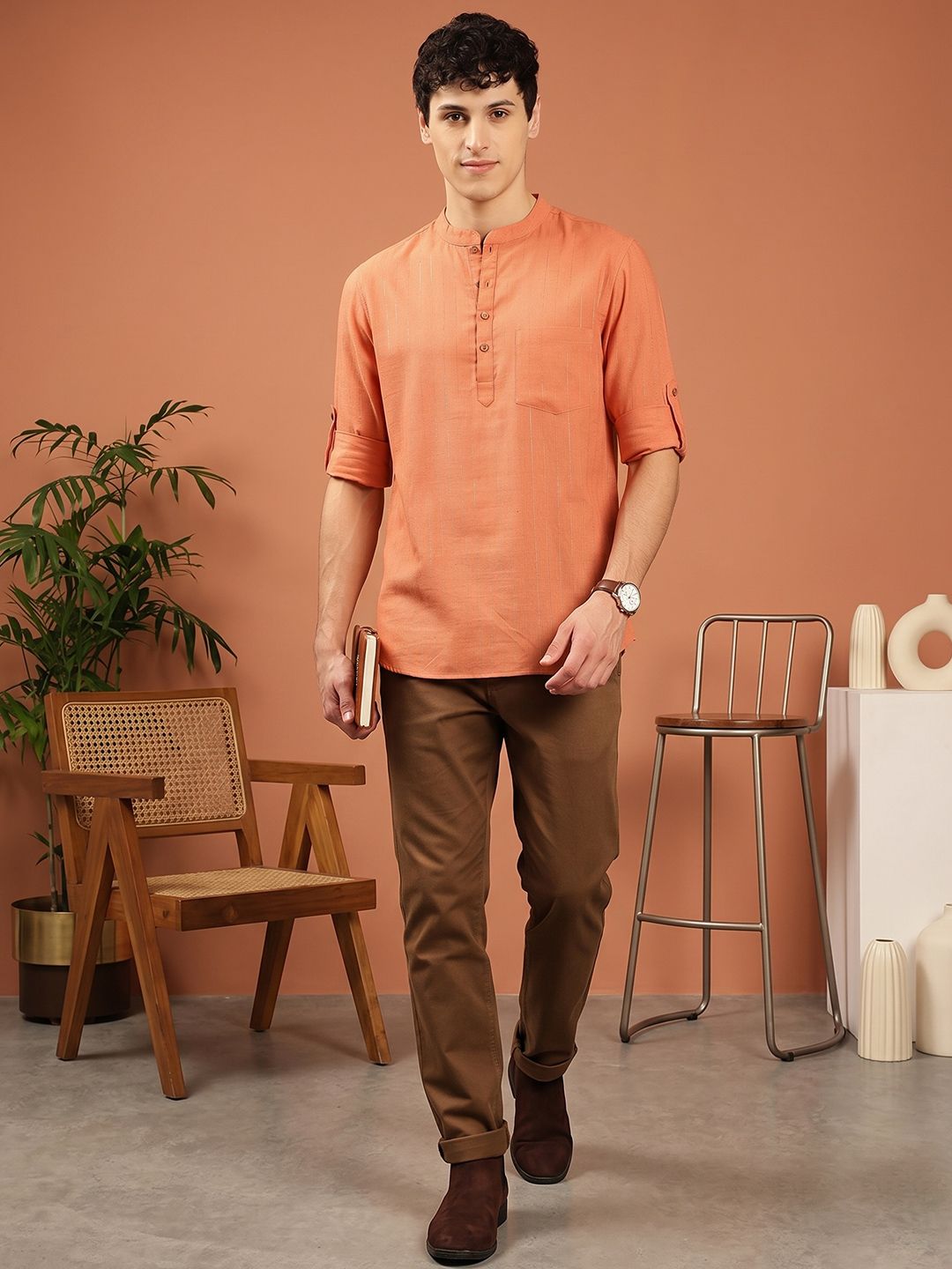 Anouk Mandarin collar Pathani Short Kurta