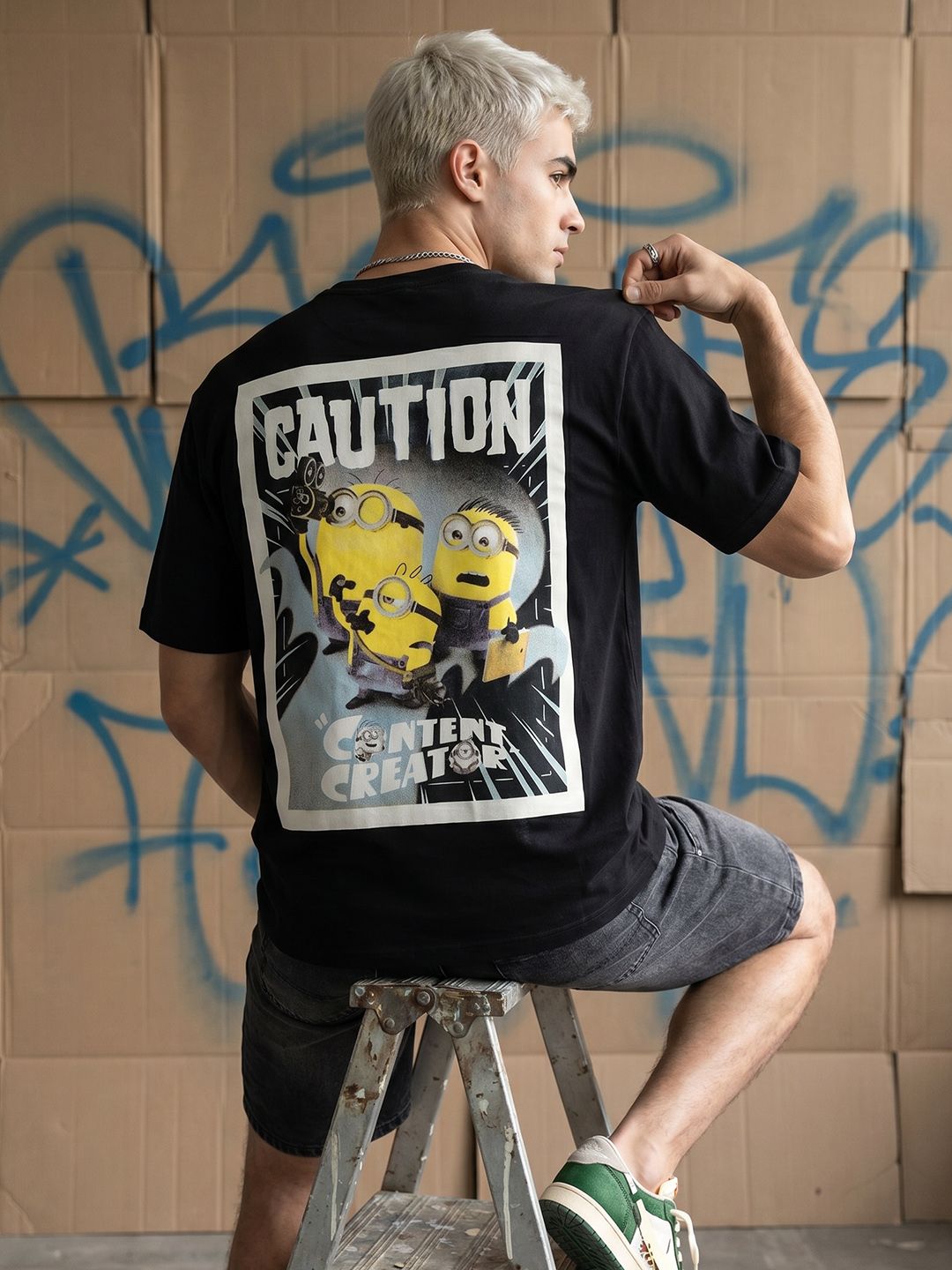 Minions by Kook N Keech Relaxed Fit Minions Graphic Printed Pure Cotton T-shirt