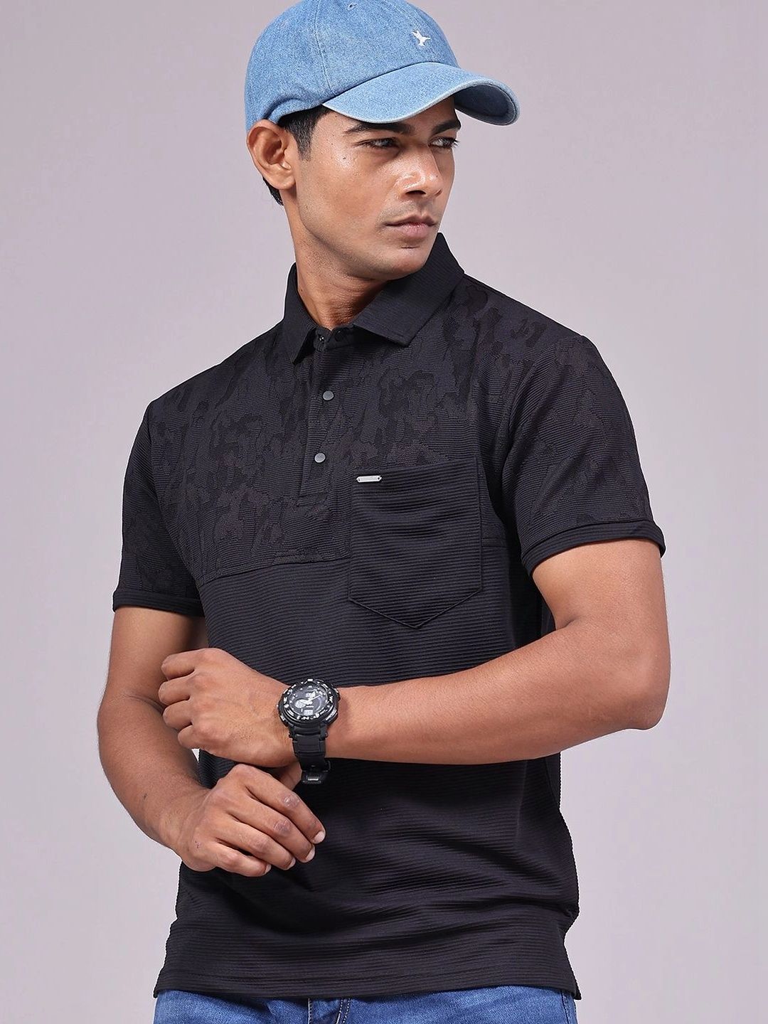V-Mart Men Polo Collar Pockets Slim Fit T-shirt