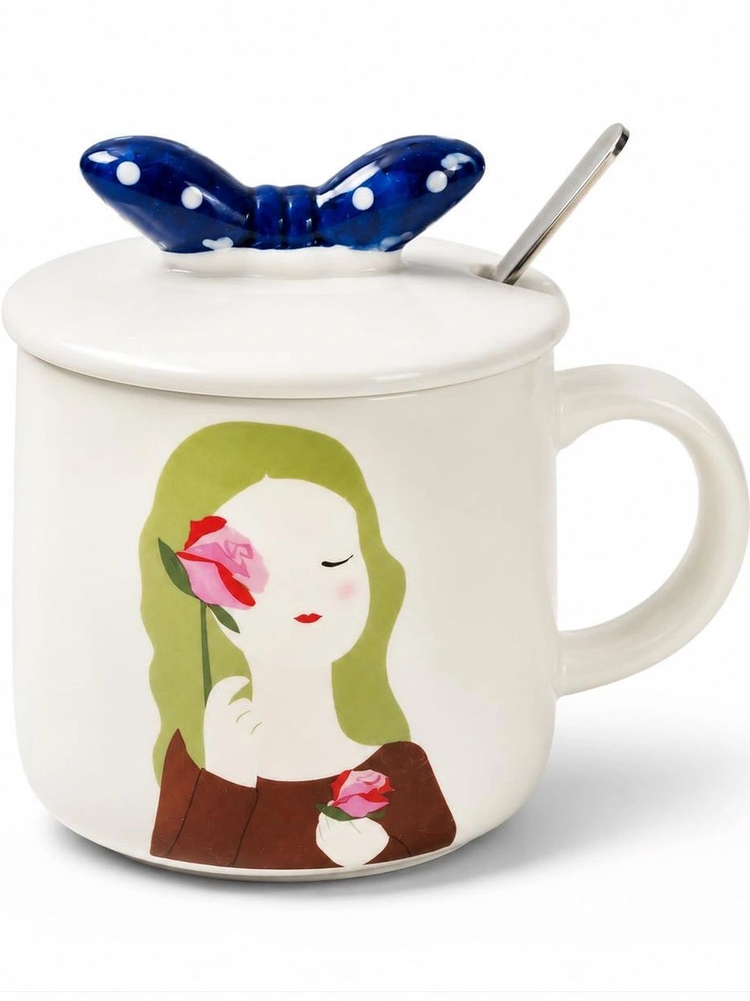 Eleven To Eleven Decor Off White Printed Ceramic Glossy Mugs Set of Cups and Mugs