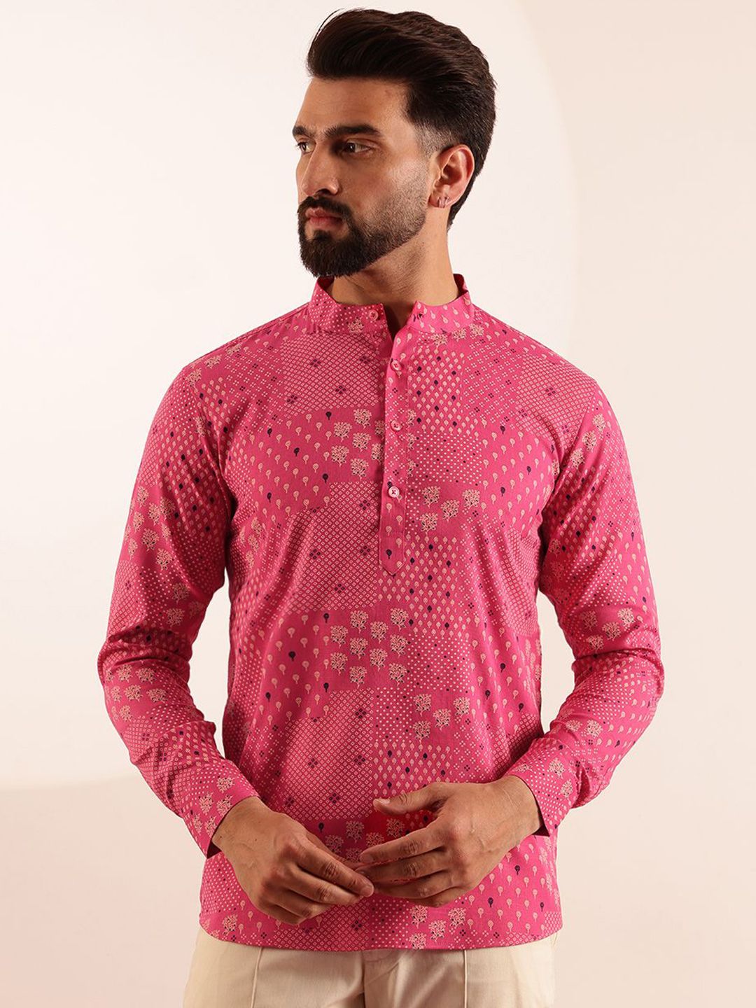 Anouk Ethnic Motifs Printed Mandarin Collar Short Kurta