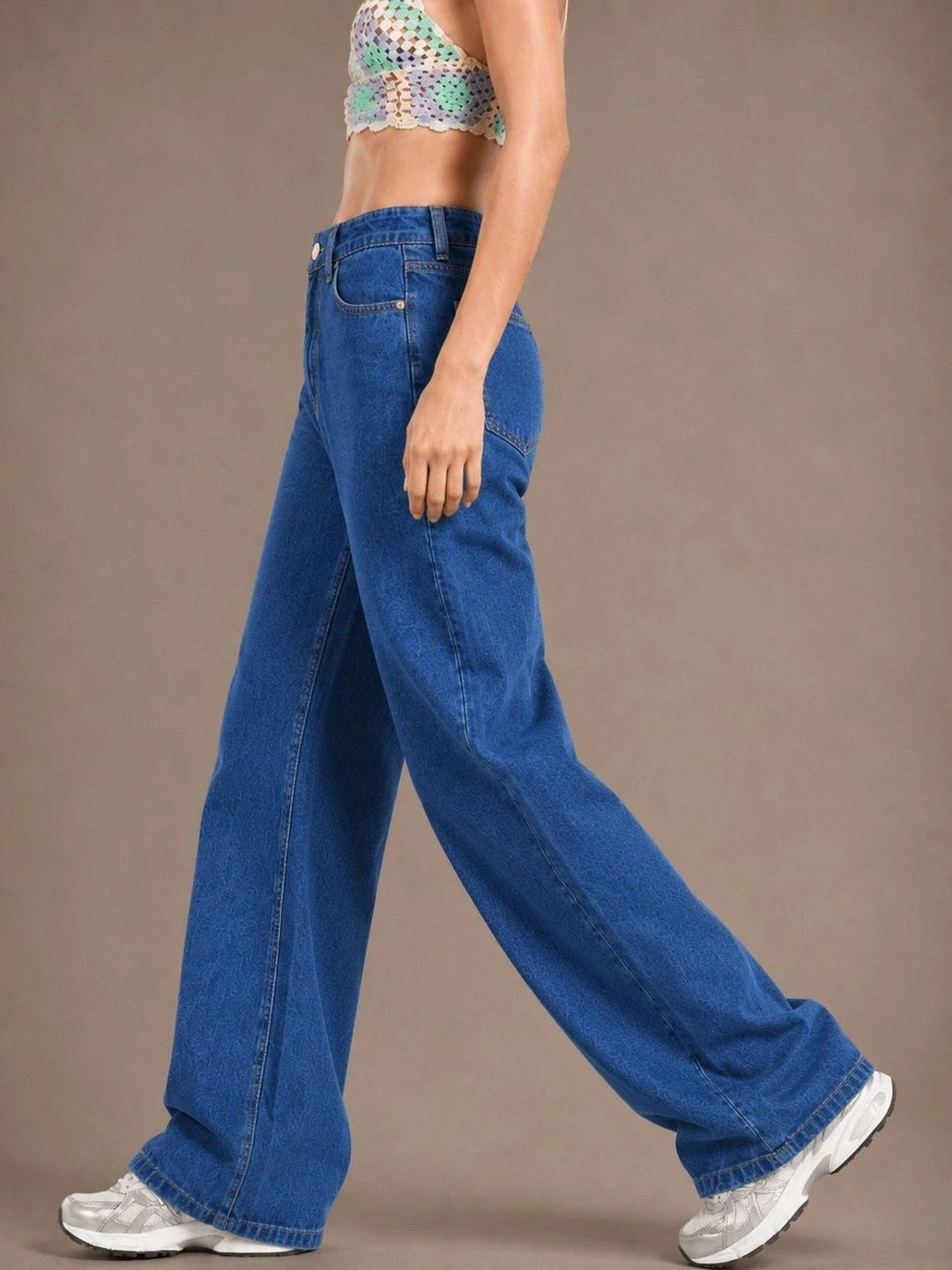 glitchez Women Comfort Wide Leg High-Rise Light Fade Stretchable Jeans