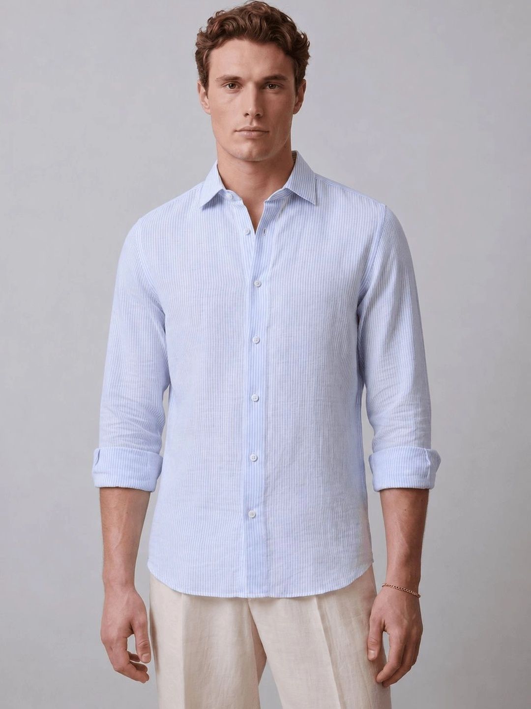 SAINT PEACH Men Striped Casual Shirt