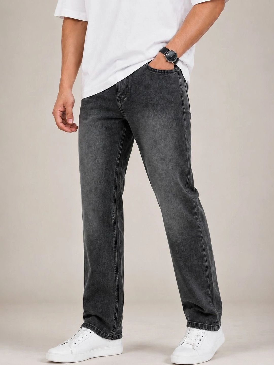 Denimora Men Straight Fit Mid-Rise Stretchable Jeans