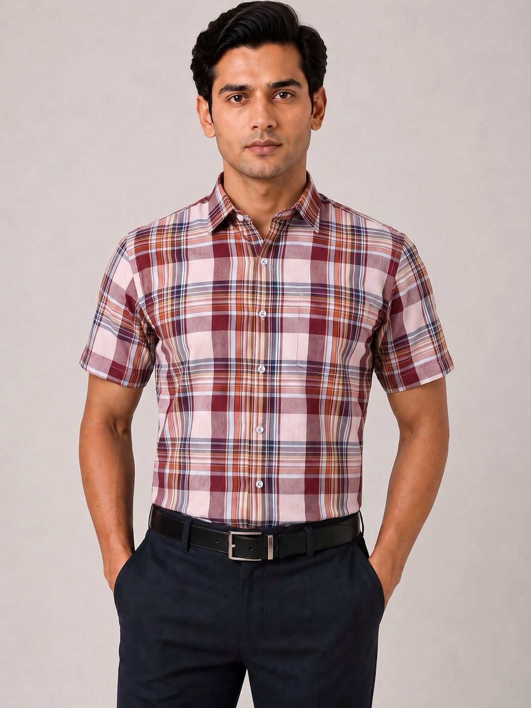 ACCOX Men Comfort Tartan Checks Checked Formal Shirt