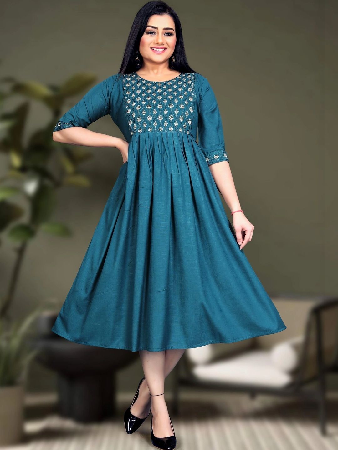 Kalavritta Ethnic Motifs Embroidered A-Line Dress