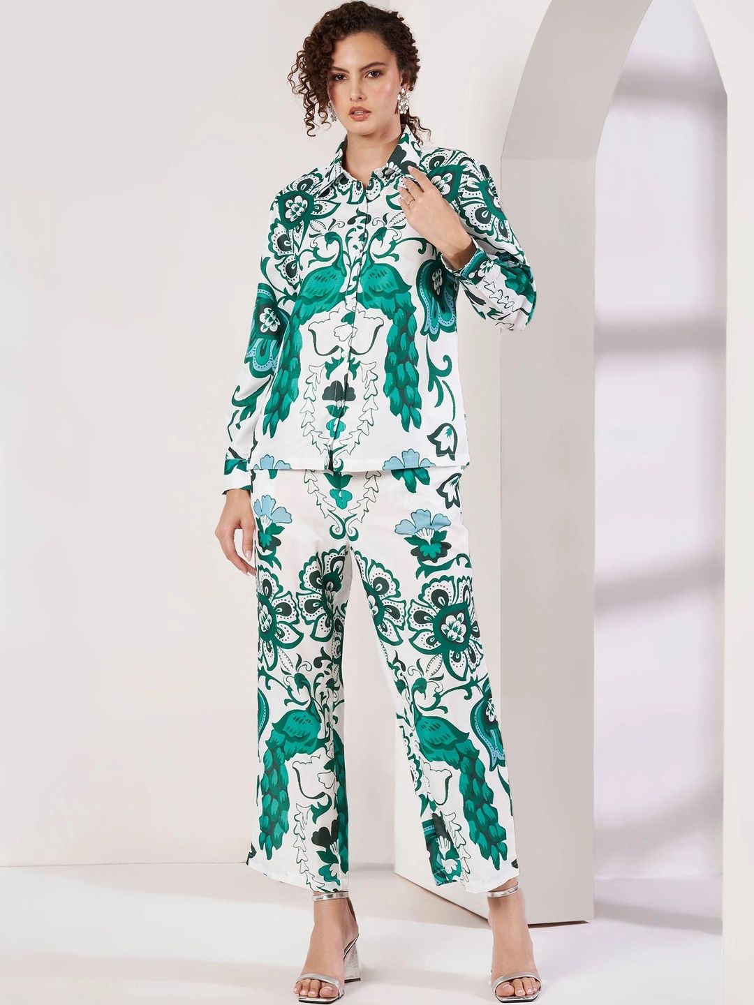 Moda Rapido Tropical Printed Shirt with Palazzos