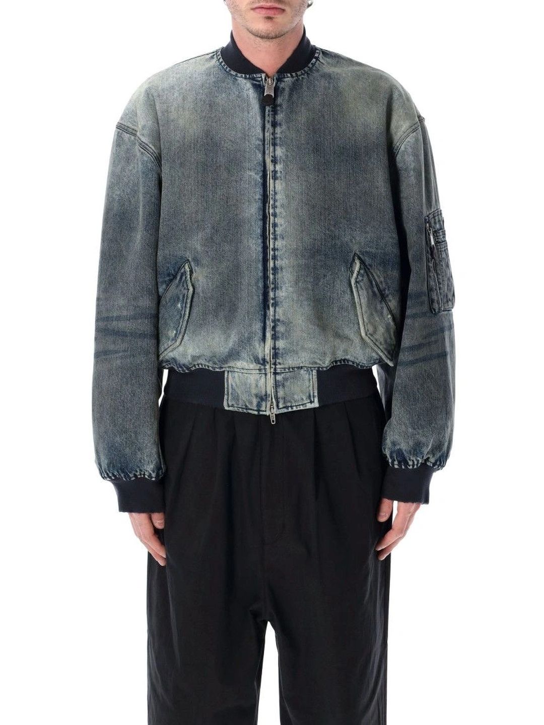 Balenciaga Men Brand Logo Bomber Jacket