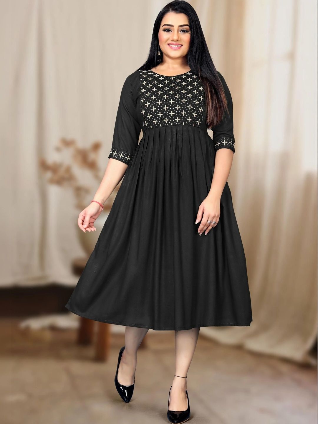Kalavritta Ethnic Motifs Embroidered A-Line Dress