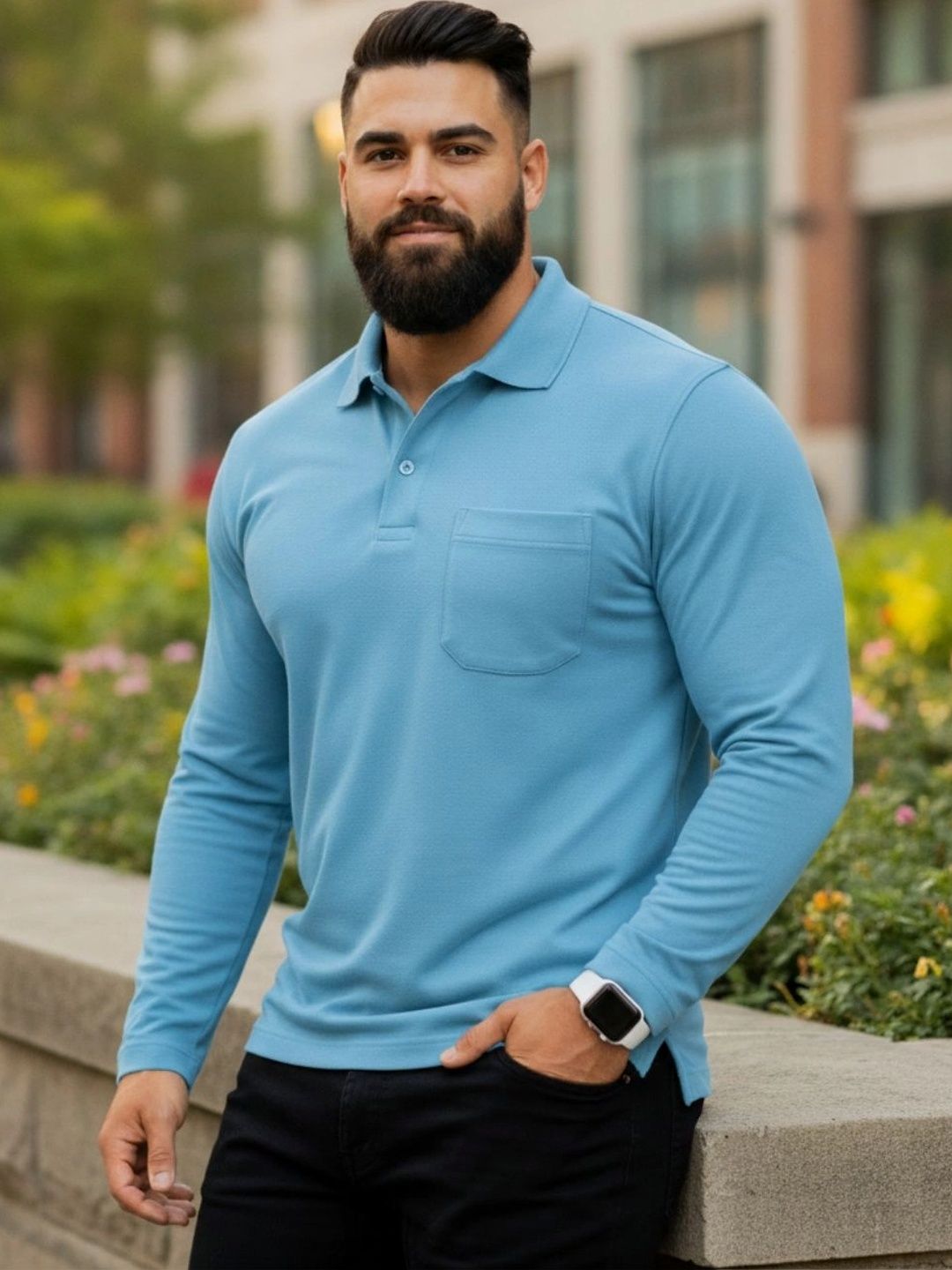 SAIKSA FASHION Men Polo Collar Pockets T-shirt