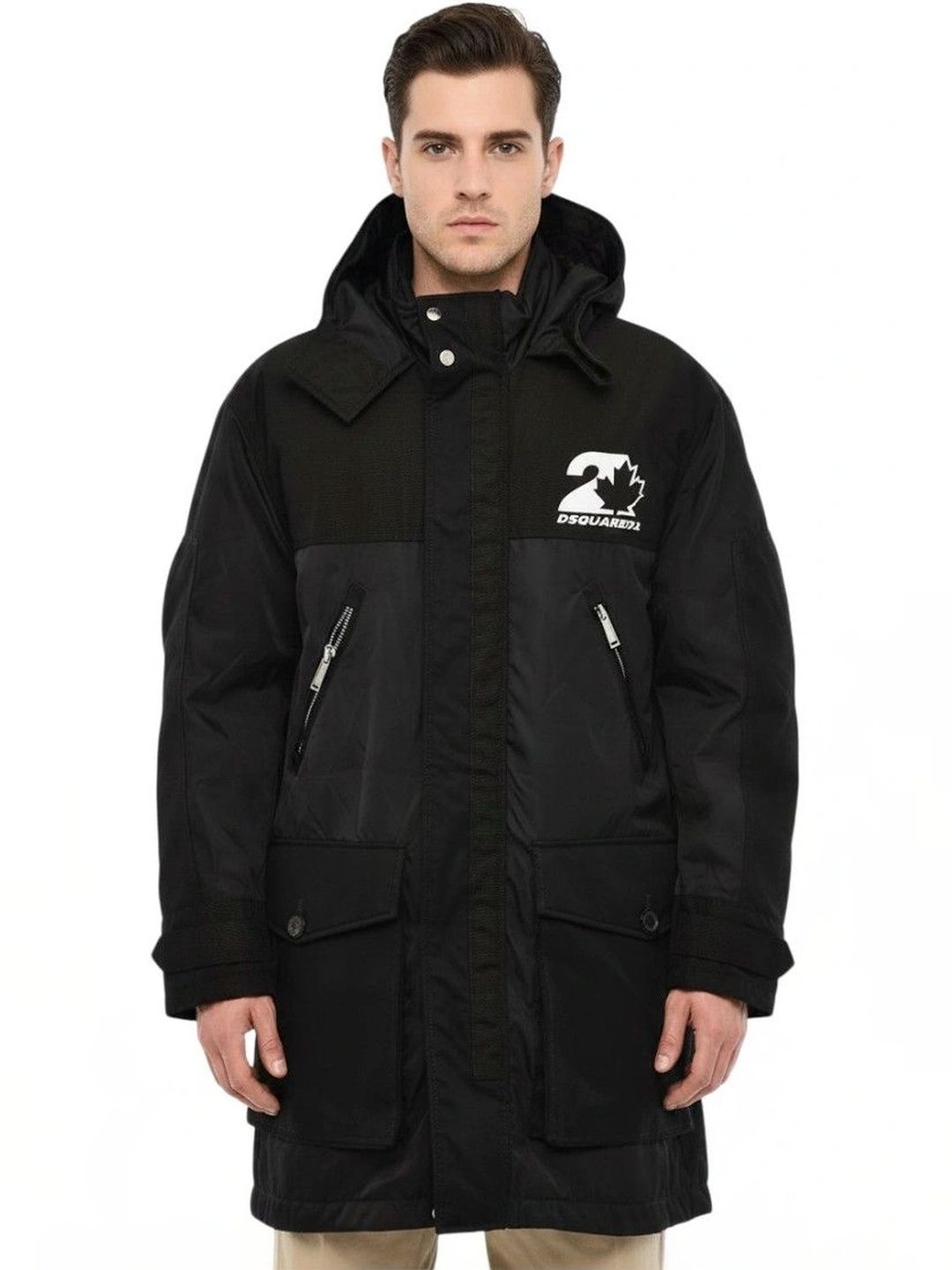 Dsquared2 Black Hood Parka Jacket