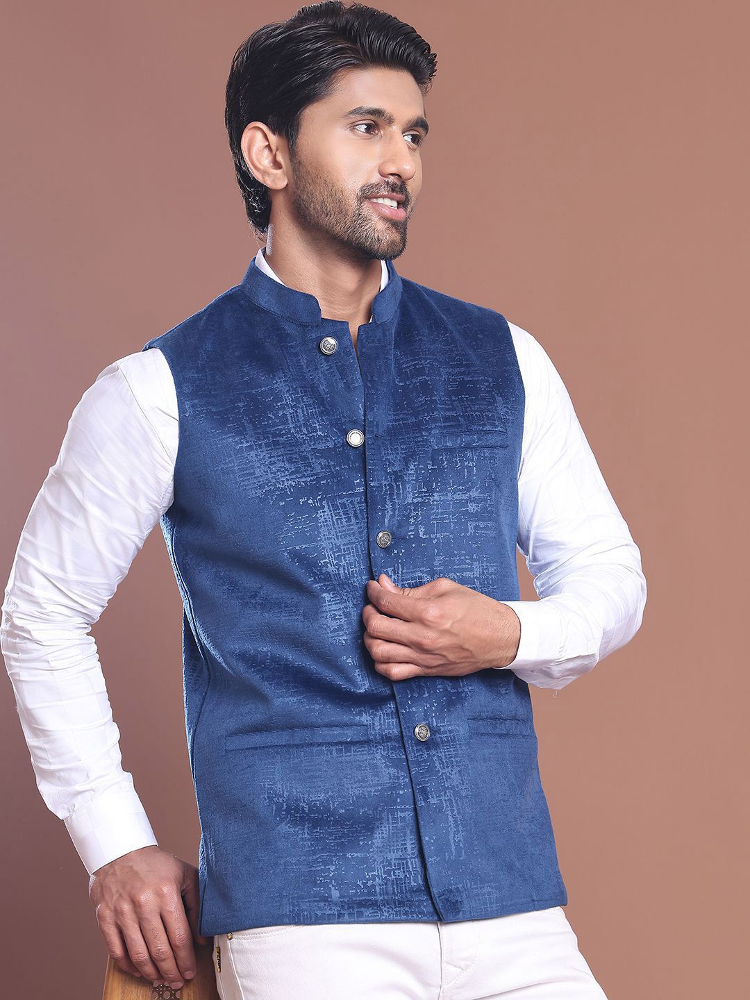 Anouk Printed Woven Nehru Jacket