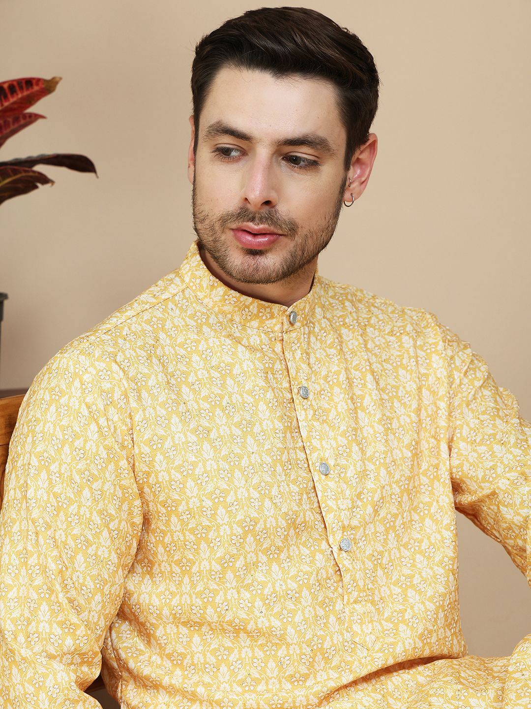 Anouk Men Floral Printed Sequinned Kurta