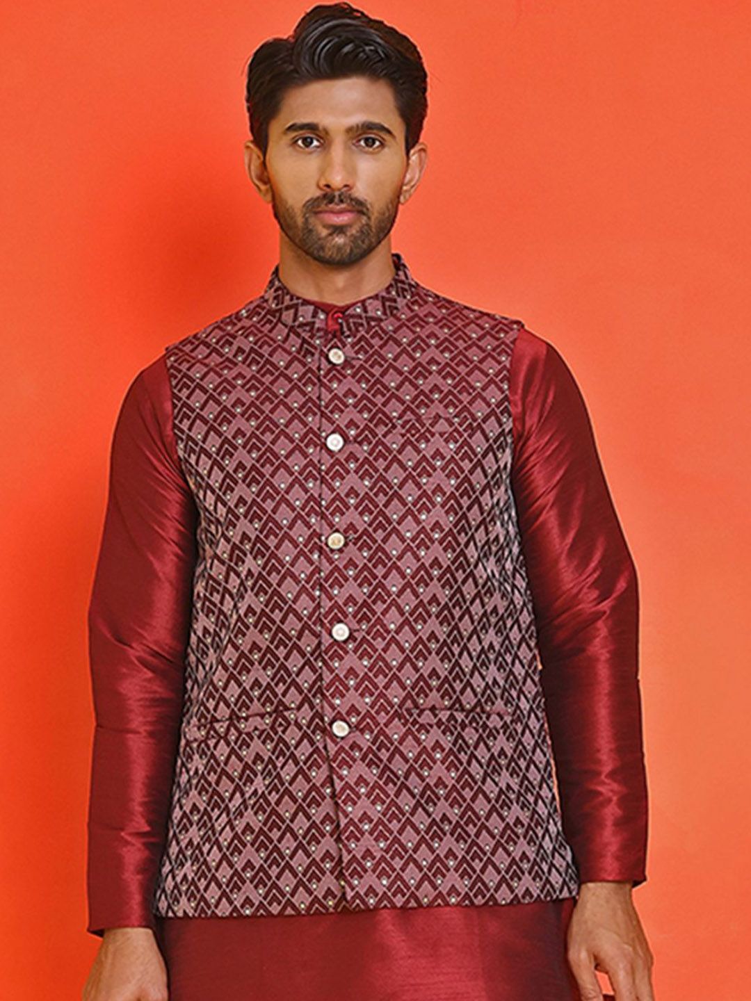 Anouk Printed Woven Nehru Jacket