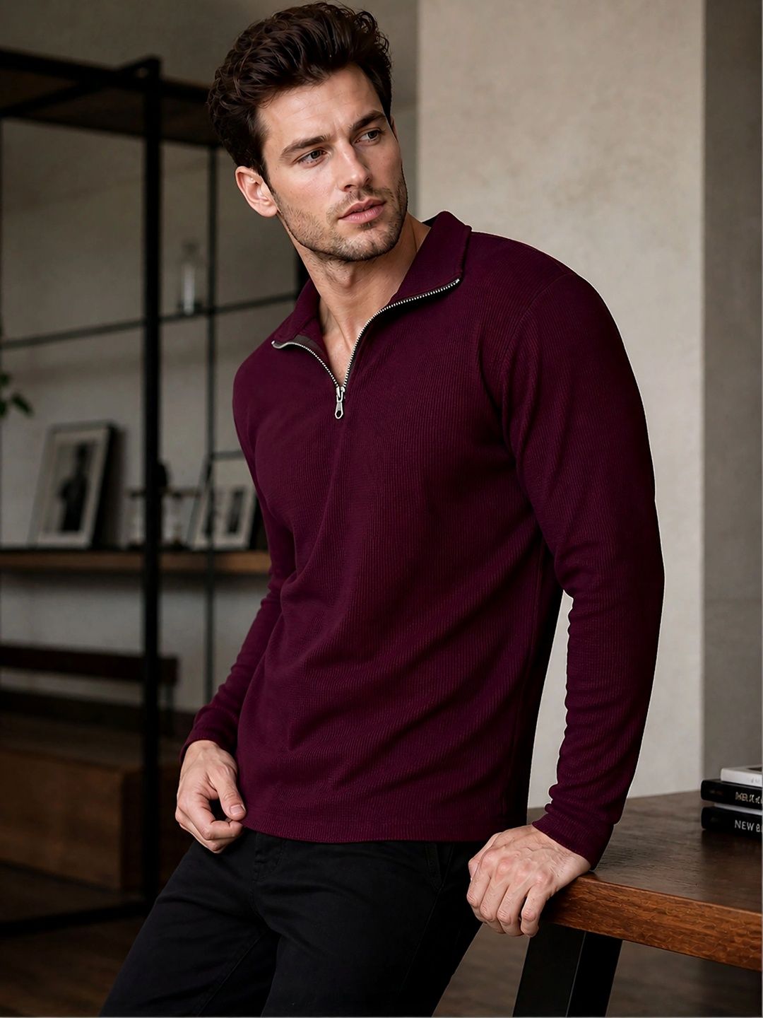 HERE&NOW Men Polo Collar T-shirt