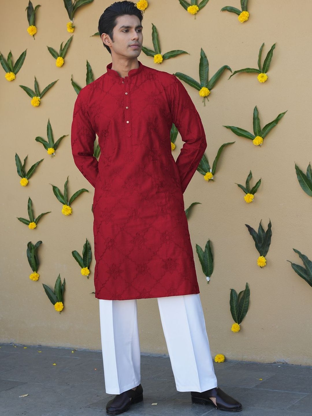 Anouk Men Chain Embroidered Thread Work Kurta
