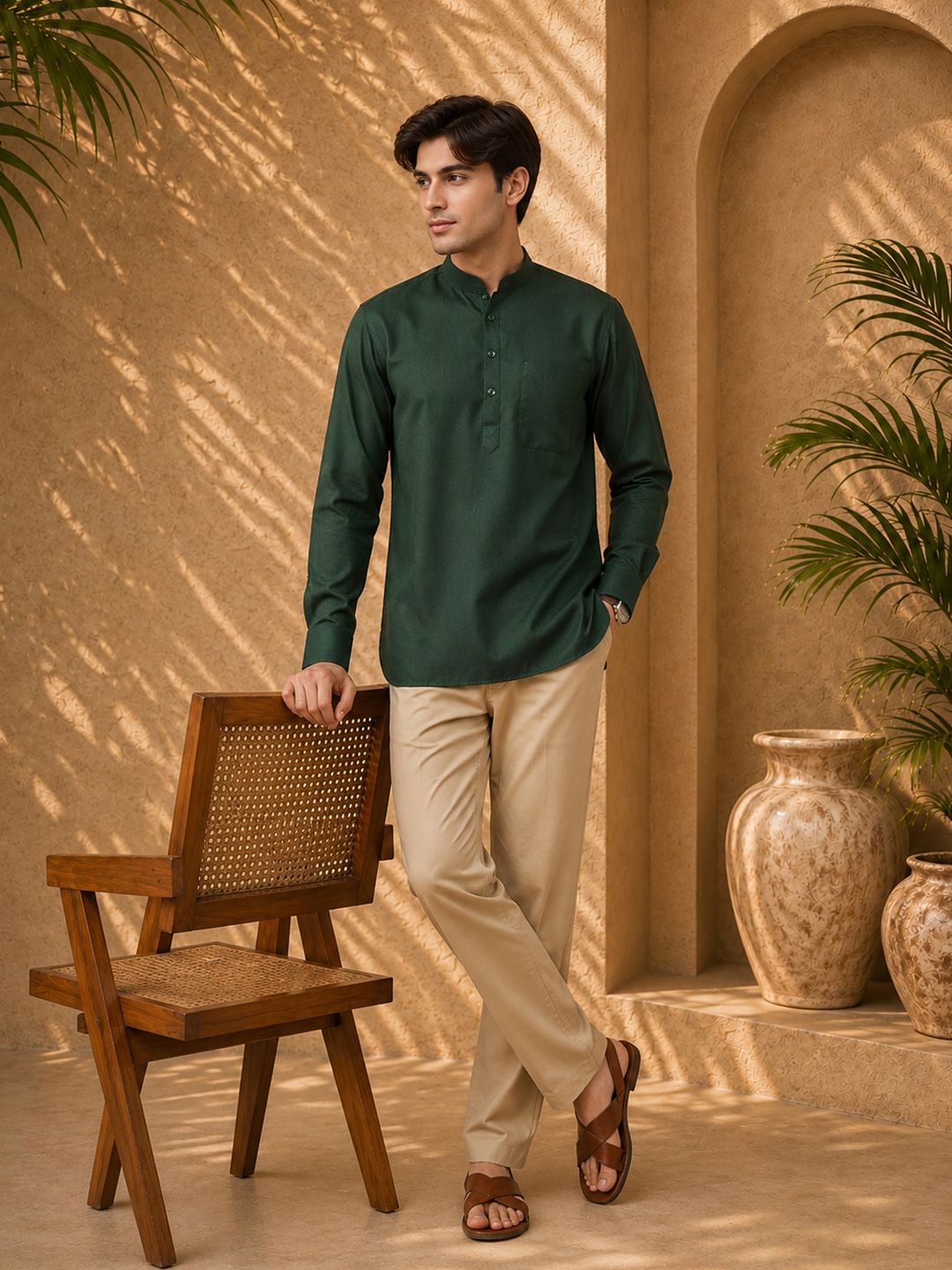 Anouk Mirage Mandarin Collar Above Knee Straight Kurta