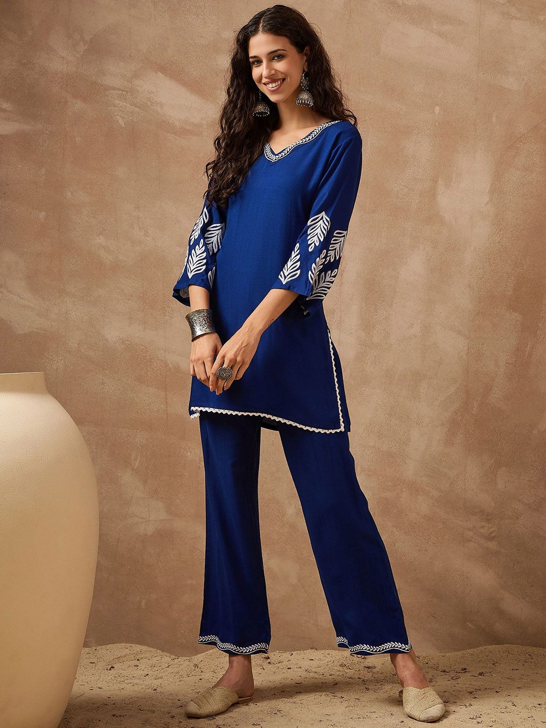 Anouk Embroidered Tunic With Trousers Co-Ords