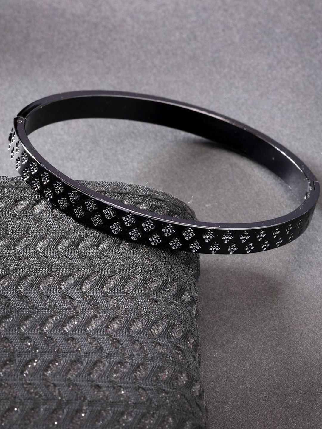 Anouk Men Rhodium-Plated Stainless Steel Kada Bracelet