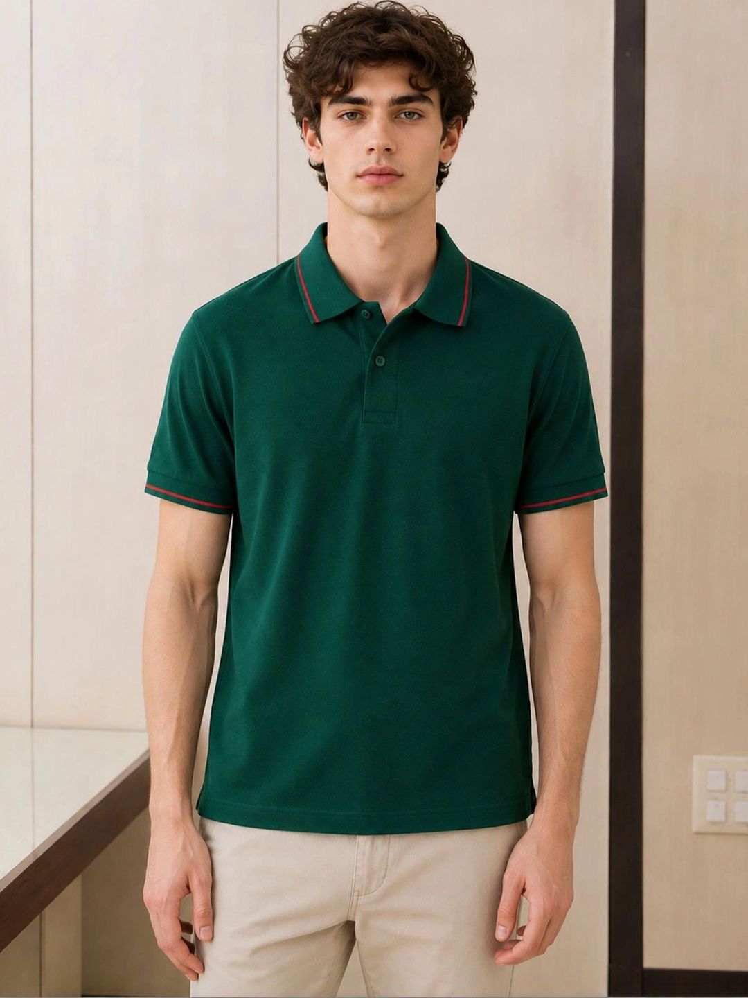 HERE&NOW Men Polo Collar T-shirt
