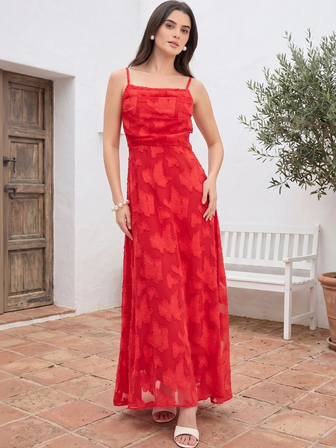 aayu Ruffled Jacquard Maxi Dress