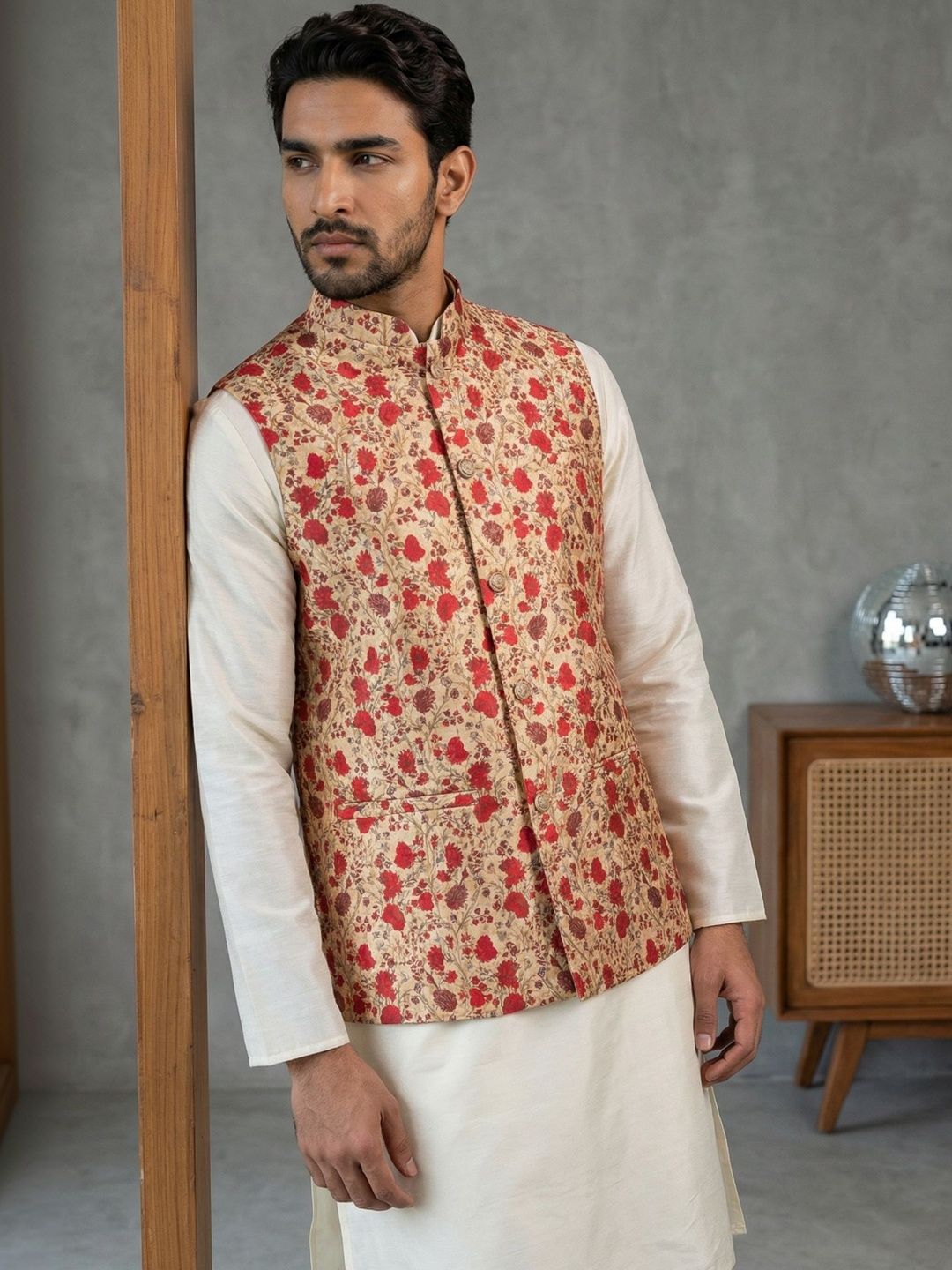 Anouk Floral Printed Nehru Jackets