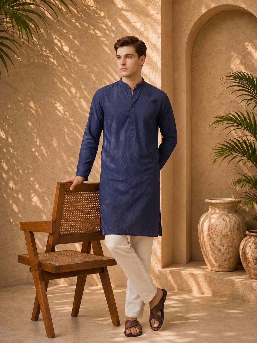 Anouk Geometric Woven Design Kurta