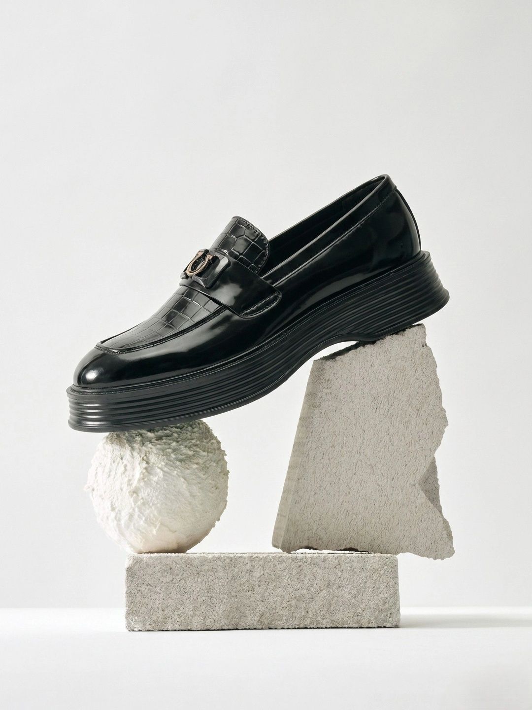 House of Pataudi Men Textured Formal Slip-Ons