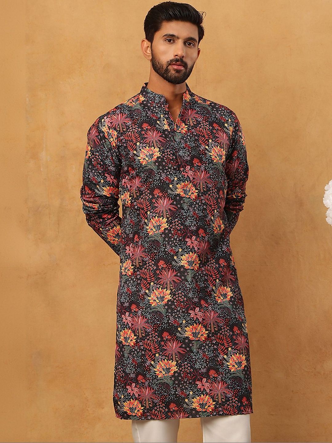 Anouk Men Floral Printed Thread Work Kurta