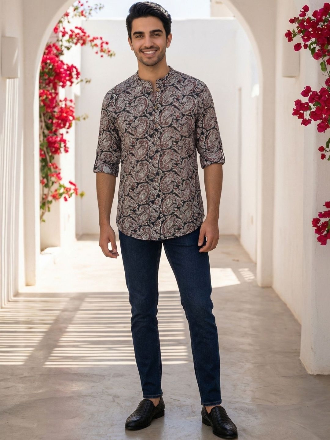Anouk Mirage Men Printed Mandarin Collar Regular Sleeves Kurta