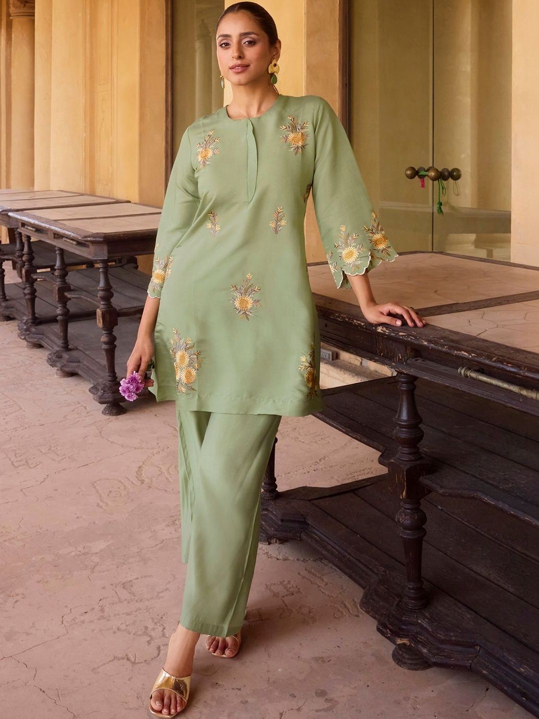 Anouk Embroidered  Tunic With Trousers Co-Ords