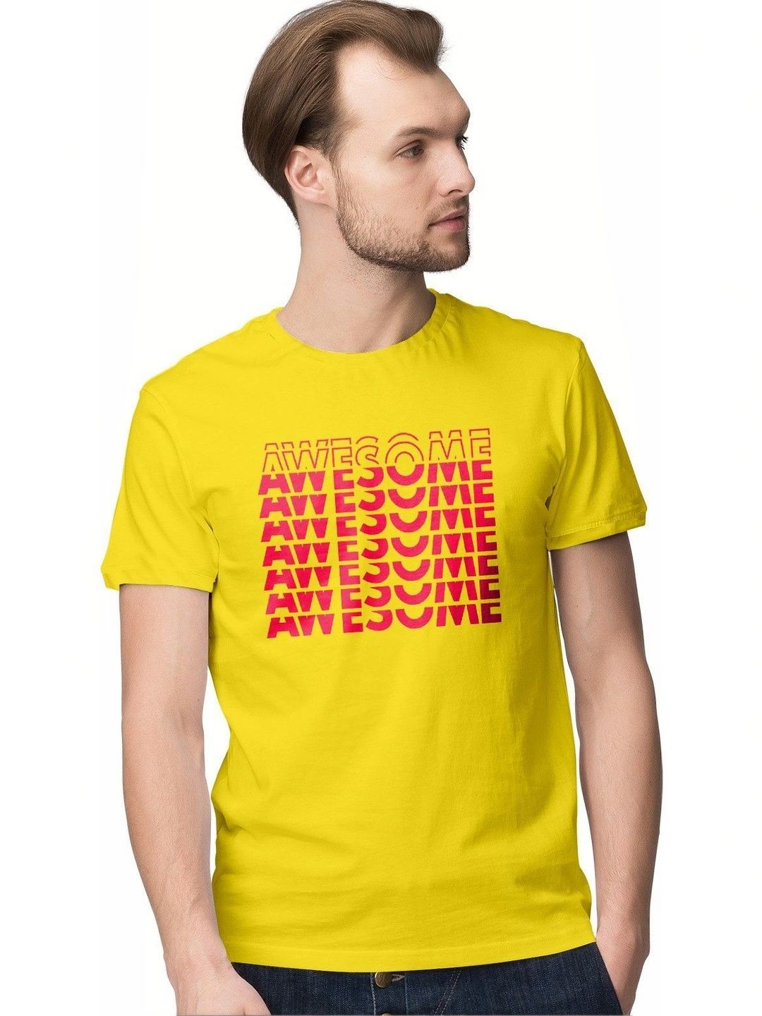 INKWALE Men Typography Printed T-shirt