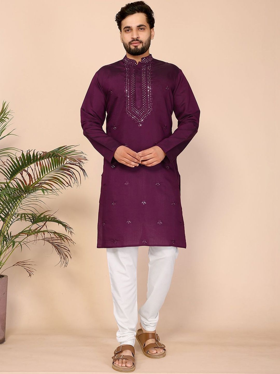 Anouk Mirage Men Embroidered Flared Sleeves Thread Work Kurta
