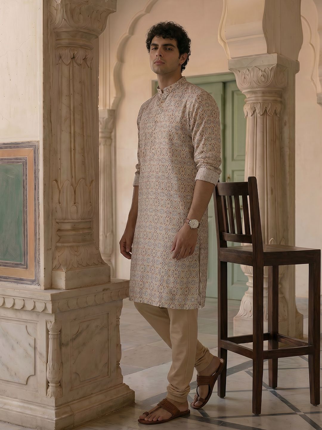 Anouk Printed Mandarin Collar Kurta