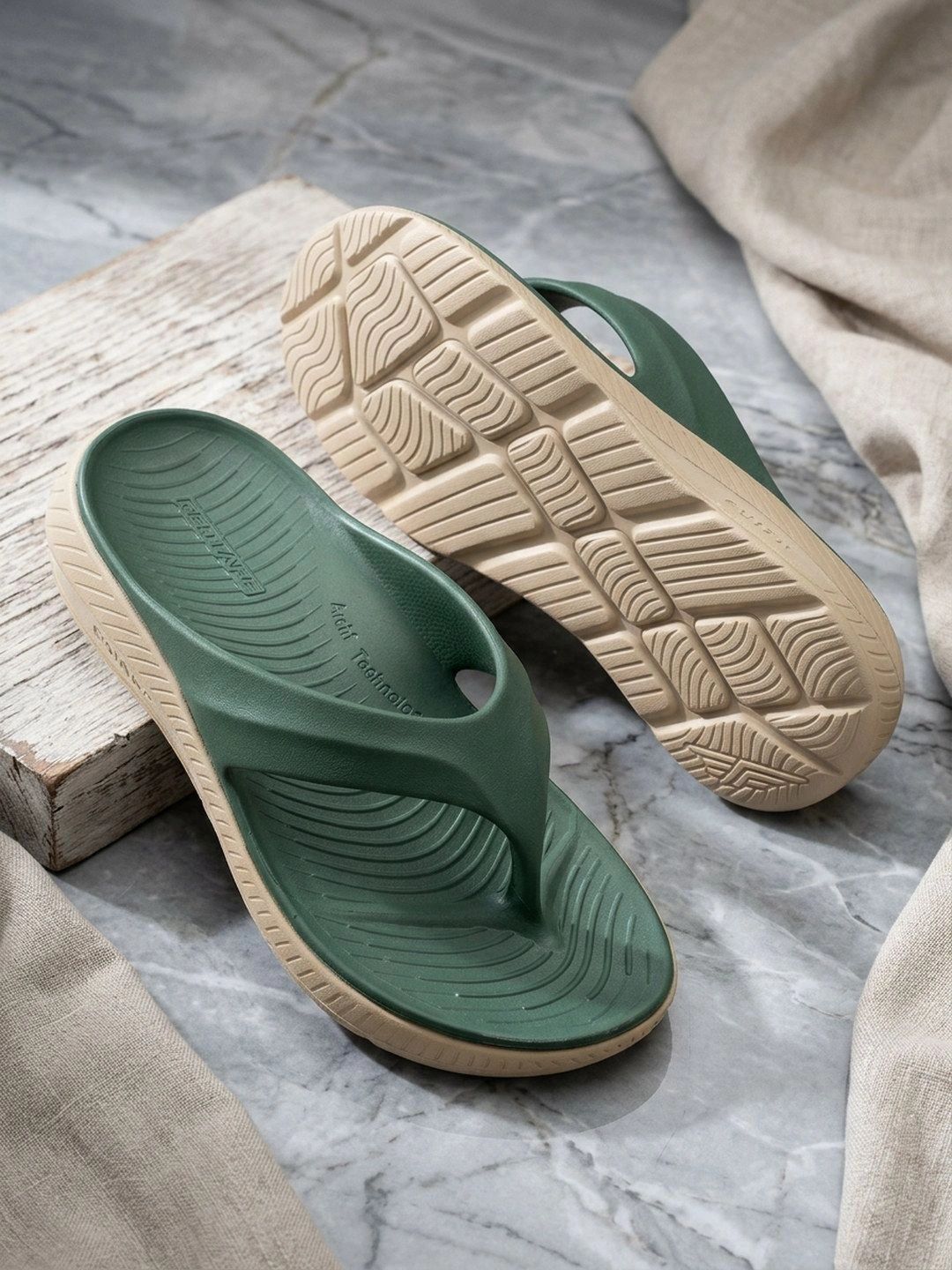 Red Tape Men Textured Thong Flip-Flops