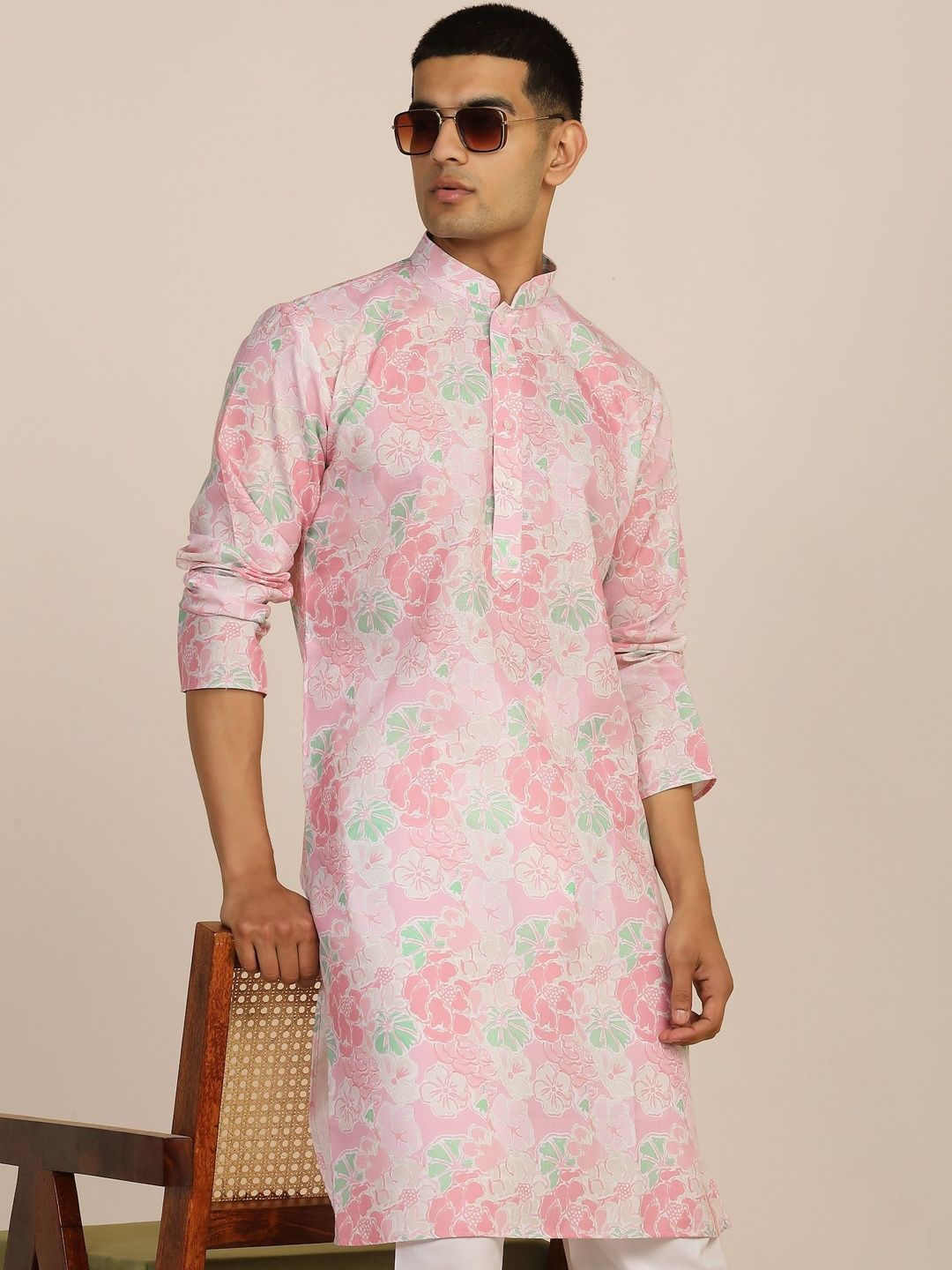 Anouk Mirage Ethnic Floral Printed Pink Kurta