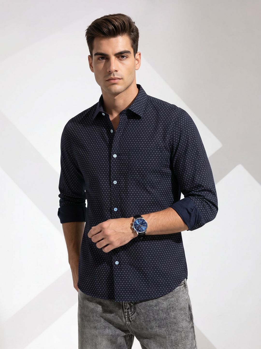 encore by INVICTUS Micro Ditsy Printed Casual Shirt