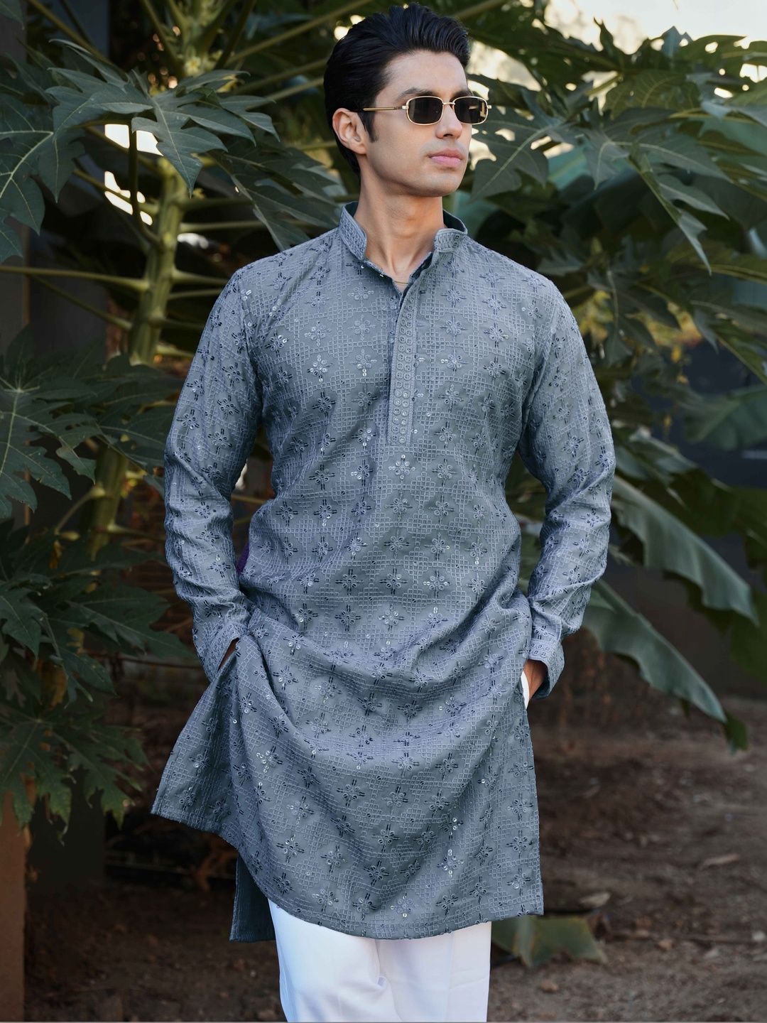 Anouk Men Geometric Embroidered Long Kurta
