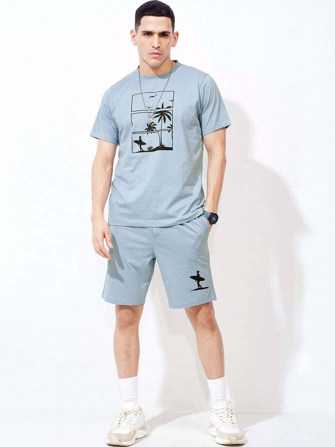 WEET WEET Tropical Cotton Printed T-shirt with Shorts