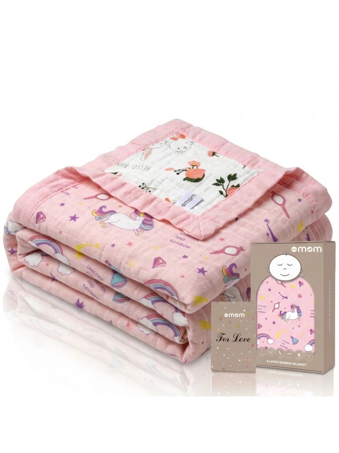 DOTMOM DOTMOM Pink Cartoon Characters AC Room 500 GSM Blanket