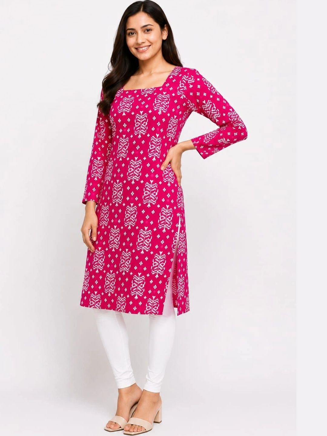 Roopmytra Ethnic Motifs Printed Square Neck Kurti