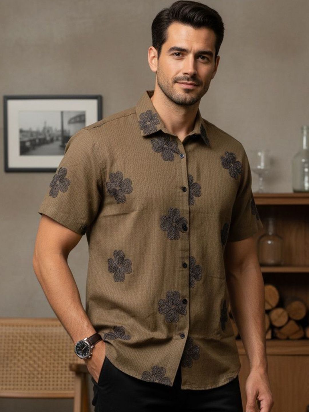 Anouk Men Floral Printed Spread Collar Cotton Casual Shirt