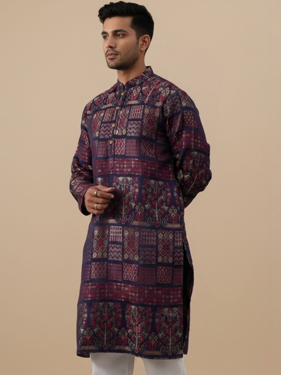 Anouk Men Geometric Jacquard Kurta