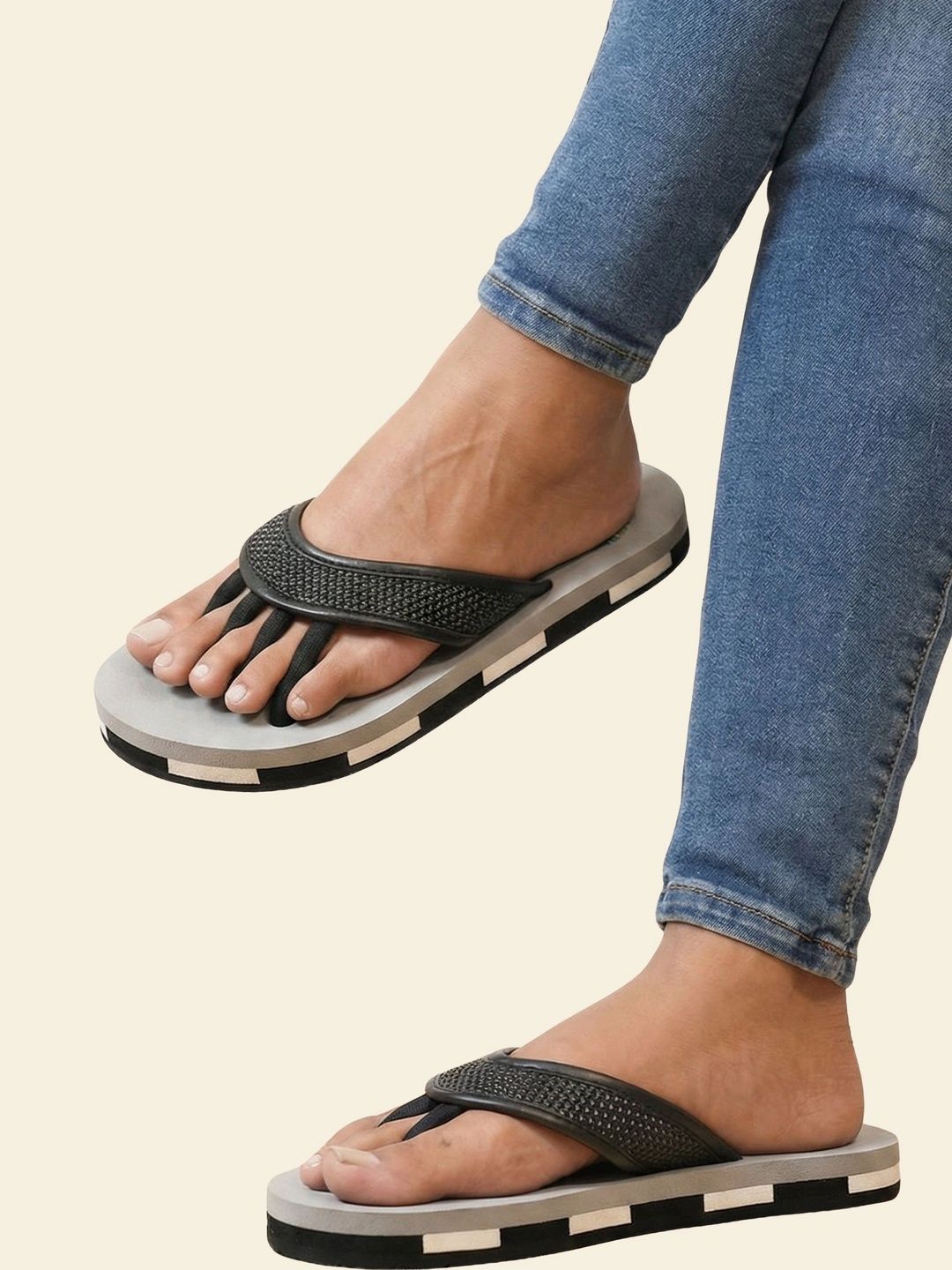 IMPAKTO Men 5 Finger Printed Thong Flip Flop -Toe Alignment & Quick Drying EVA Slippers
