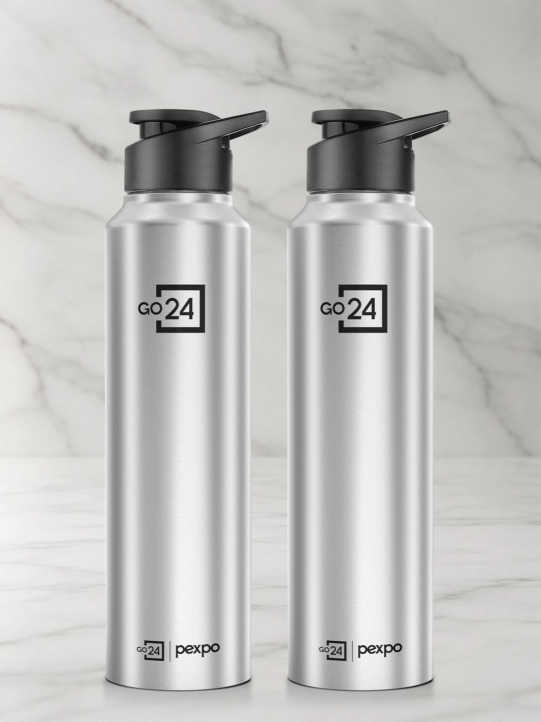 Go24 Chromo Silver Stainless Steel Spill Proof 2 Piece Sipper - 1L